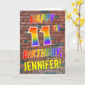 Carte Graffiti Inspiré arc-en-ciel Look HAPPY 11E ANNIVE (Fleur jaune)