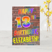 Carte Graffiti Inspiré arc-en-ciel Look HAPPY 13E ANNIVE (Fleur jaune)