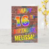 Carte Graffiti Inspiré arc-en-ciel Look HAPPY 16E ANNIVE (Fleur jaune)