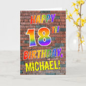 Carte Graffiti Inspiré arc-en-ciel Look HAPPY 18E ANNIVE (Fleur jaune)