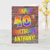 Carte Graffiti Inspiré arc-en-ciel Look HAPPY 40E ANNIVE (Fleur jaune)