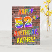 Carte Graffiti Inspiré arc-en-ciel Look HAPPY 52E ANNIVE (Fleur jaune)