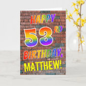 Carte Graffiti Inspiré arc-en-ciel Look HAPPY 53E ANNIVE (Fleur jaune)