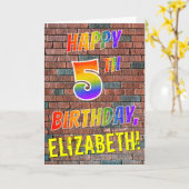 Carte Graffiti Inspiré arc-en-ciel Look HAPPY 5E ANNIVER (Fleur jaune)