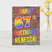 Carte Graffiti Inspiré arc-en-ciel Look HAPPY 67E ANNIVE (Fleur jaune)