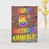 Carte Graffiti Inspiré arc-en-ciel Look HAPPY 6E ANNIVER (Fleur jaune)