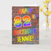 Carte Graffiti Inspiré arc-en-ciel Look HAPPY 82E ANNIVE (Fleur jaune)