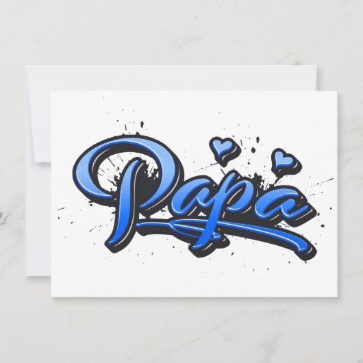 Carte graffiti Papa bleu cœur (Devant)