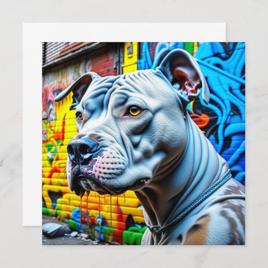 Carte Graffiti Street Art Pitbull (Devant / Derrière)