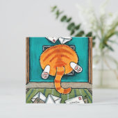 Carte Graisse Tabby Chat coincé dans le rabat de chat (Debout devant)