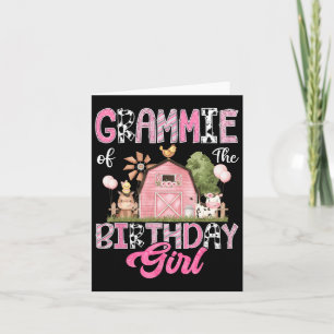 Carte Grammie De L'Anniversaire Fille Ferme Vache Rose 1