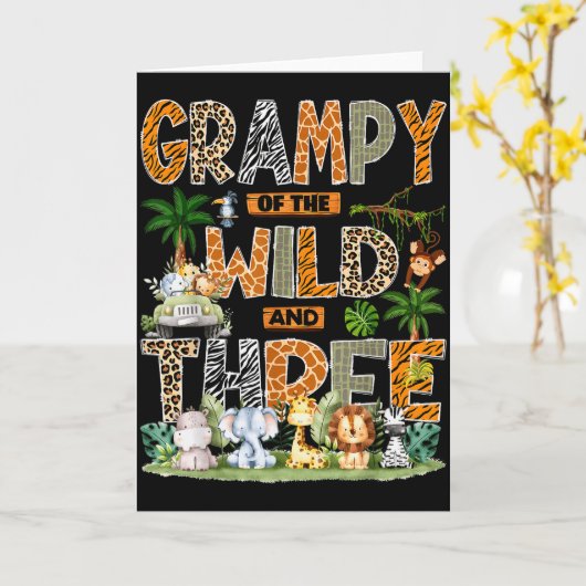 Carte Grampy Of The Wild &amp; Three Zoo 3rd Birthday Sa (Fleur jaune)