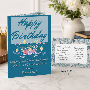 Carte Grand anniversaire maman bleu floral texte scriptu