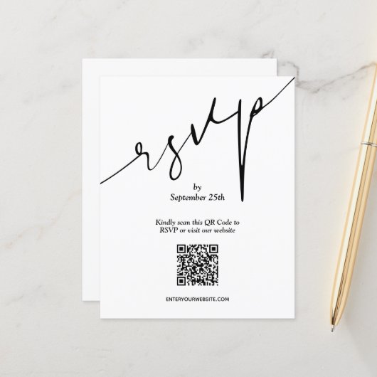 Carte grand boîtier Mariage simple QR Code (Devant/Arrière en situation)