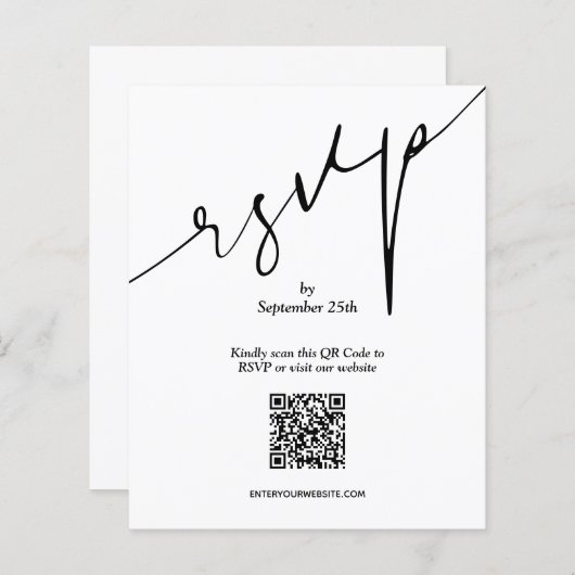 Carte grand boîtier Mariage simple QR Code (Devant / Derrière)