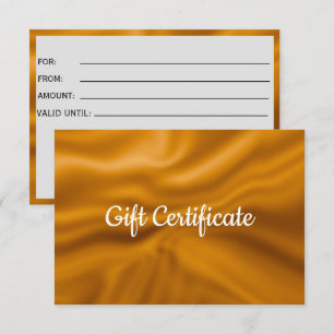 Carte Grand chèque cadeau en feuille métallique dorée
