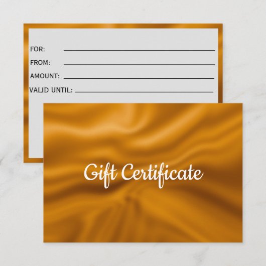 Carte Grand chèque cadeau en feuille métallique dorée (Devant / Derrière)