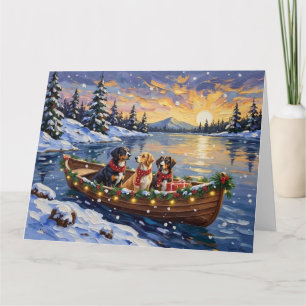 Carte Grand chien de montagne suisse Noël Bateau Fêtes