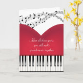 Carte Grand Coeur De Piano Musical Pour Anniversaire (Fleur jaune)