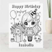 Carte Grand Color Me Anime Girl'anniversaire (Devant)