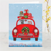 Carte Grand Danois dans une voiture avec le Père Noël (Fleur jaune)