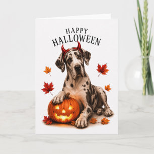 Carte Grand Danois Diable de chien d'Halloween