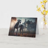 Carte Grand Danois Halloween Épouvantable (Fleur jaune)