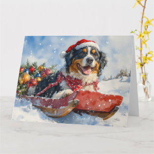 Carte Grand Danois suisse en traîneau de Noël
