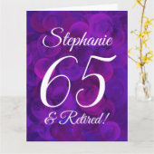 Carte Grand Élégant Violet 65 Bonne retraite (Fleur jaune)