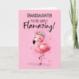 Carte Grand-fille Dire Salut avec Flamant rose Fabun Fun