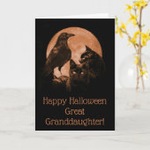 Carte Grand-fille Happy Halloween avec des animaux (Fleur jaune)