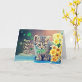 Carte Grand-fille St. Patrick’s Day Kitten (Fleur jaune)