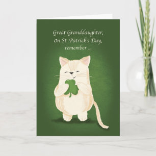 Carte Grand-fille St. Patricks Day Cute Kitten