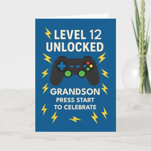Carte Grand-fils 12e Anniversaire Game Controller Age 12 (Devant)