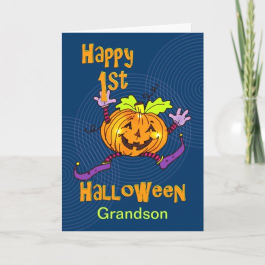 Carte Grand-fils 1er Halloween heureux Citrouille (Devant)