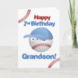 Carte Grand-fils 2e anniversaire Funny Baseball Face<br><div class="desc">Célébrez les deux adorables avec notre carte de baseball ludique. Les lettres rebondissantes et le joyeux visage de baseball ont donné le ton pour une journée joyeuse. Parfait pour votre petit salope à son deuxième anniversaire !</div>