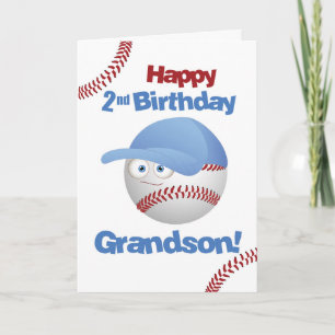 Carte Grand-fils 2e anniversaire Funny Baseball Face
