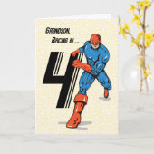 Carte Grand-fils 4e anniversaire Superhero (Fleur jaune)