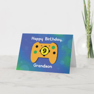 Carte Grand-fils 9 ans Anniversaire Gamer Controller