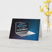 Carte Grand-fils Anniversaire avec ordinateur (Fleur jaune)