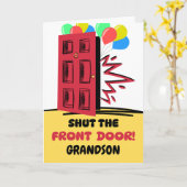 Carte Grand-fils Anniversaire ferme la porte d'entrée (Fleur jaune)