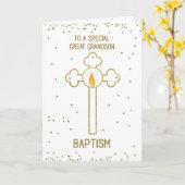 Carte Grand-fils Baptême Croix d'or (Fleur jaune)