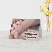 Carte Grand-fils en première Fête des pères Mains pour b (Fleur jaune)