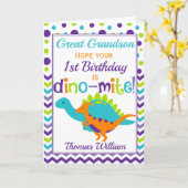 Carte Grand-fils premier anniversaire Dinosaur Dino-Mite (Fleur jaune)