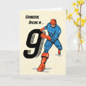Carte Grand-fils Superhero 9e anniversaire (Fleur jaune)