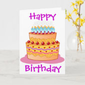 Carte Grand gâteau d'anniversaire (Fleur jaune)