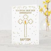 Carte Grand Grand Baptême-fille Croix d'or (Fleur jaune)