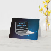 Carte Grand grand-fille Anniversaire avec ordinateur (Fleur jaune)