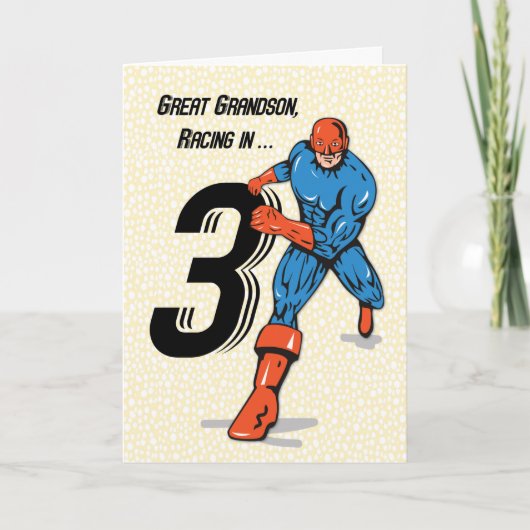 Carte Grand grand-fils 3e anniversaire Superhero (Devant)