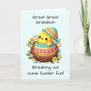 Carte Grand Grand Grand Petit-fils Pâques Chick Break Sh